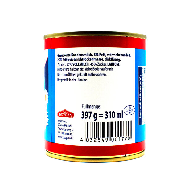 Dovgan Gezuckerte Kondensmilch 8,5 % Fett 397 g