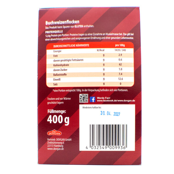 Dovgan Buchweizenflocken Fitness 400 g – glutenfrei