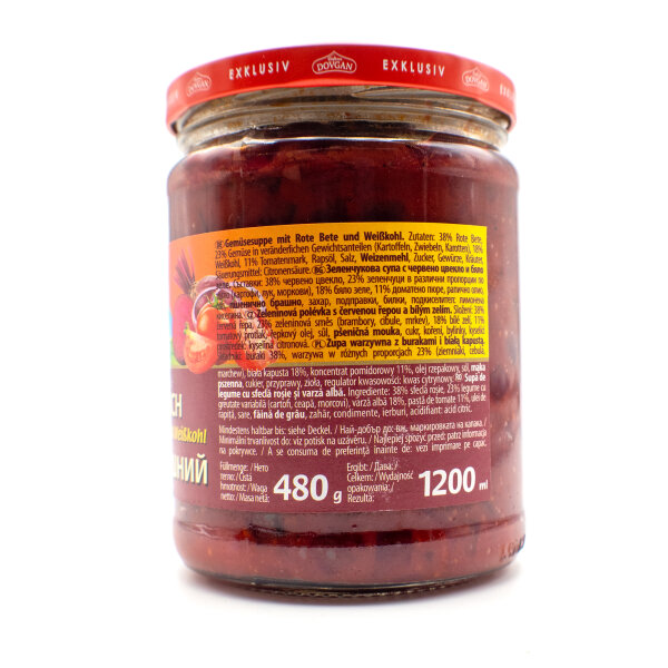Dovgan Borschtsch Rote-Bete-Suppe mit Weißkohl 480 g