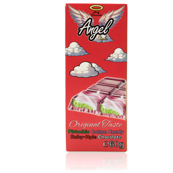Angel Style Ruby 60g – Pistaziencreme & Pismaniye in weißer Himbeer-Schokolade