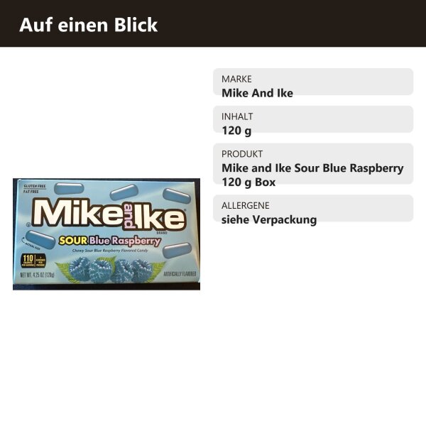 Mike and Ike Sour Blue Raspberry 120 g Box
