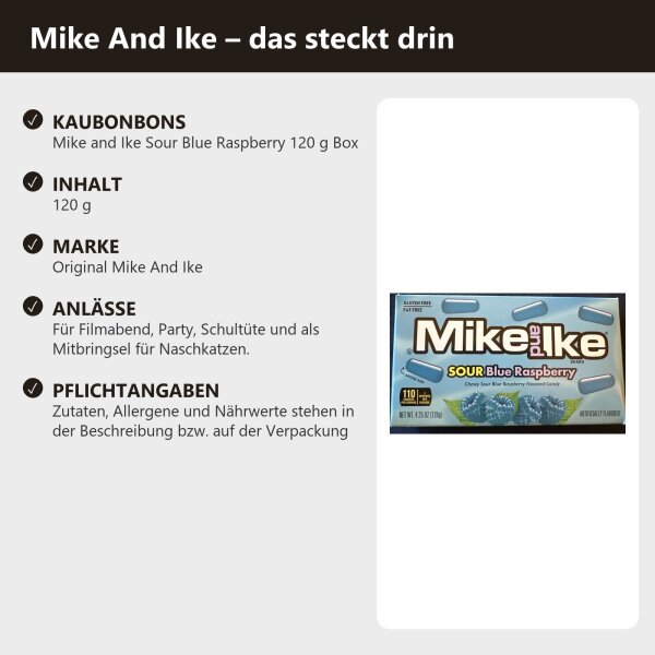 Mike and Ike Sour Blue Raspberry 120 g Box