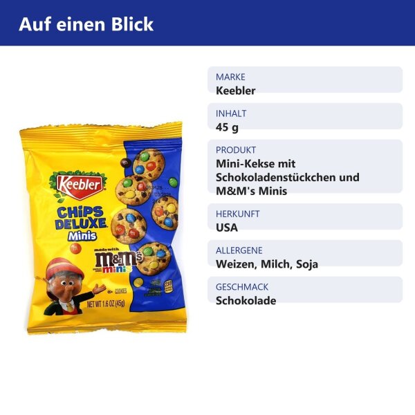 Keebler Chips Deluxe Minis mit M&Ms Minis 45g aus den USA