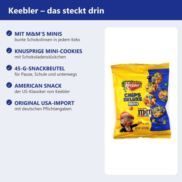 Keebler Chips Deluxe Minis mit M&Ms Minis 45g aus den USA