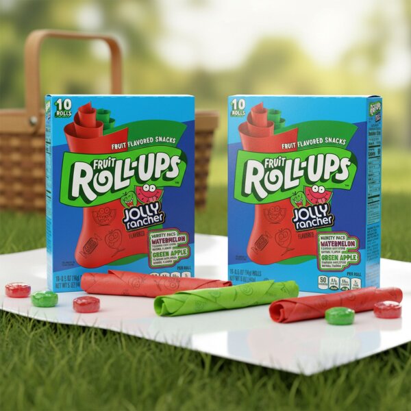 Fruit Roll-Ups Jolly Rancher Variety Pack 141 g – 10 Fruchtrollen Wassermelone & Grüner Apfel, USA
