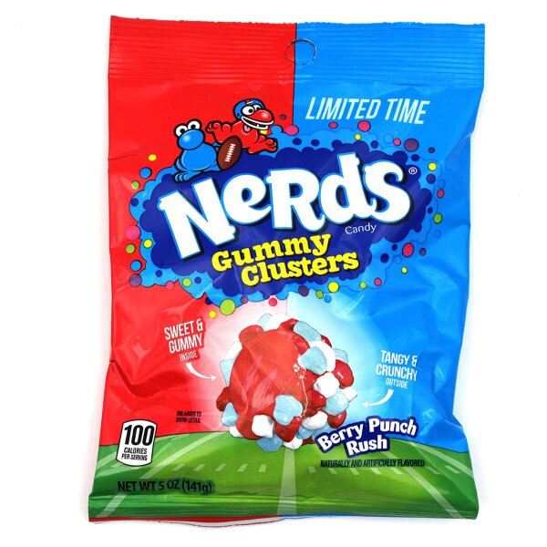 Nerds Gummy Clusters Berry Punch Rush 141 g – knusprige Fruchtgummi-Cluster Beeren-Punsch, USA Import