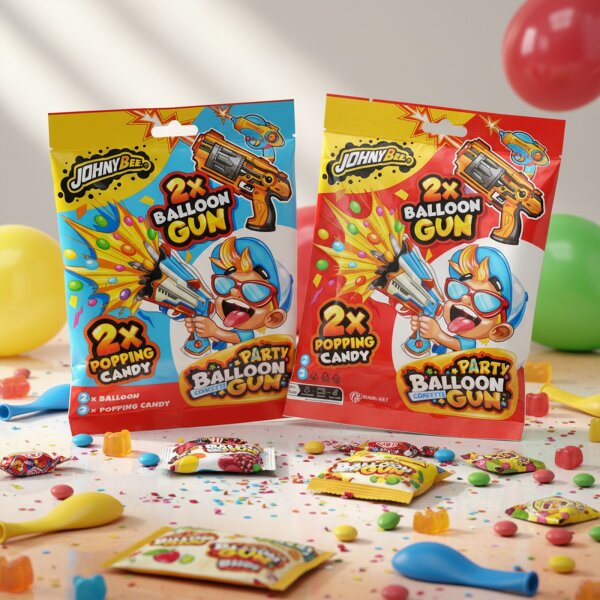 Johny Bee Party Balloon Gun 2x Ballon + 2x Popping Candy 77g