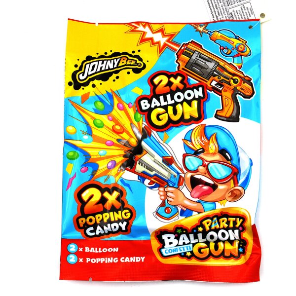 Johny Bee Party Balloon Gun 2x Ballon + 2x Popping Candy 77g