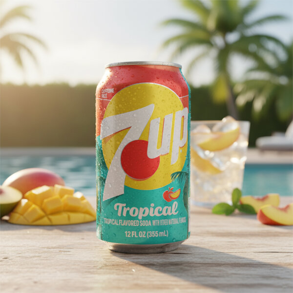 7UP Tropical – Erfrischungsgetränk mit tropischem Geschmack, 355ml
