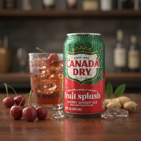 Canada Dry Fruit Splash Cherry Ginger Ale 355 ml – Erfrischender Ginger Ale mit Kirschgeschmack