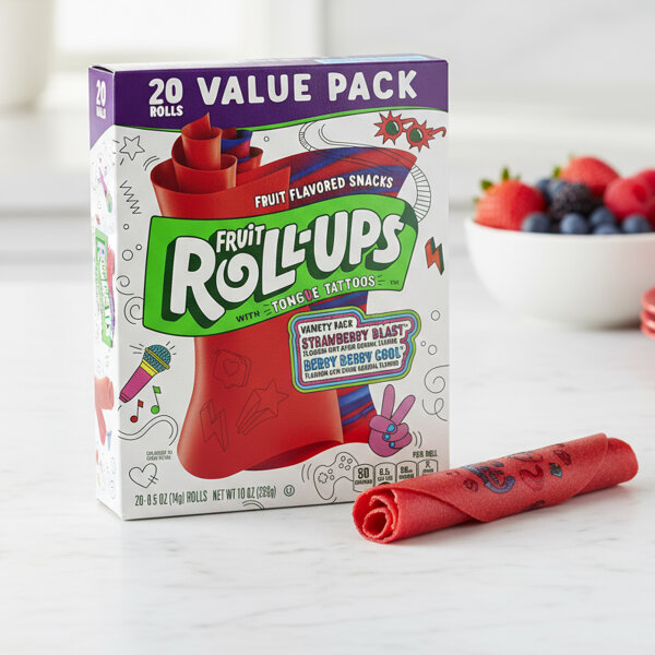 Fruit Roll-Ups Variety Pack 283 g – Strawberry & Berry Geschmack mit Zungen-Tattoos