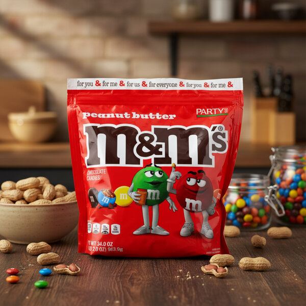 M&M’s Peanut Butter Party Size 963,9 g – Schokolinsen mit Erdnussbutterfüllung