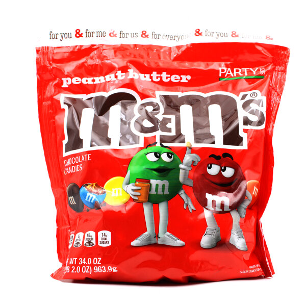 M&M’s Peanut Butter Party Size 963,9 g – Schokolinsen mit Erdnussbutterfüllung