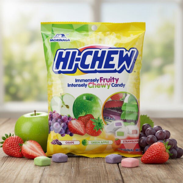 Morinaga Hi-Chew Original Mix – Kaubonbons mit Erdbeer-, Trauben- & Grünem-Apfel-Geschmack (100 g)
