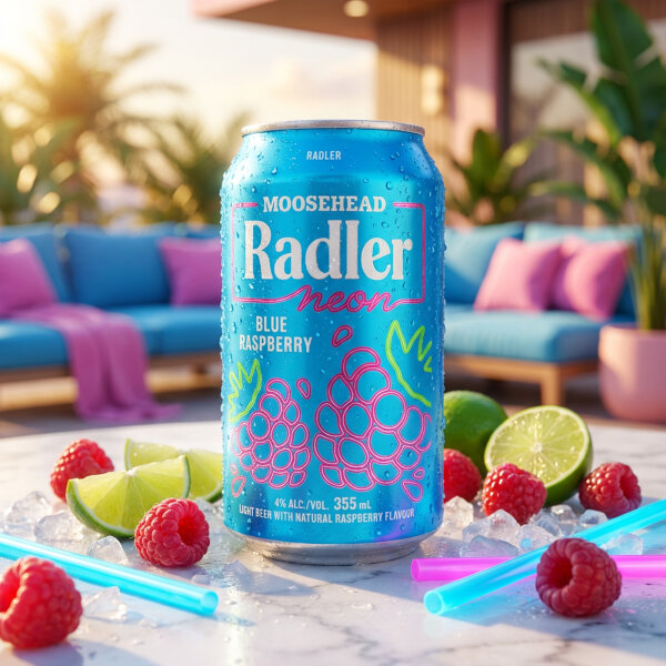 Moosehead Radler Neon Blue Raspberry 355 ml – Fruchtiges Radler aus Kanada