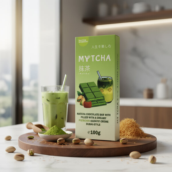 MYTCHA Matcha Pistachio-Kadayif (100 g) – Matcha-Schokolade mit Pistaziencreme, Dubai Style