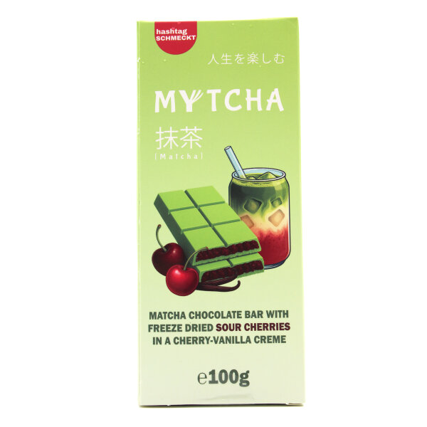 MYTCHA Matcha Sour Cherry (100 g) – Weiße Matcha-Schokolade mit Kirsche & Vanille