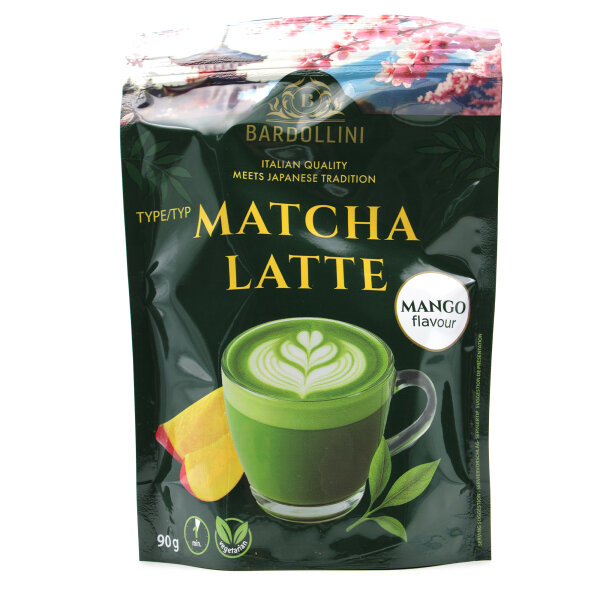 Bardollini Matcha Latte Mango 90 g – Matcha-Getränkepulver mit Mango-Geschmack