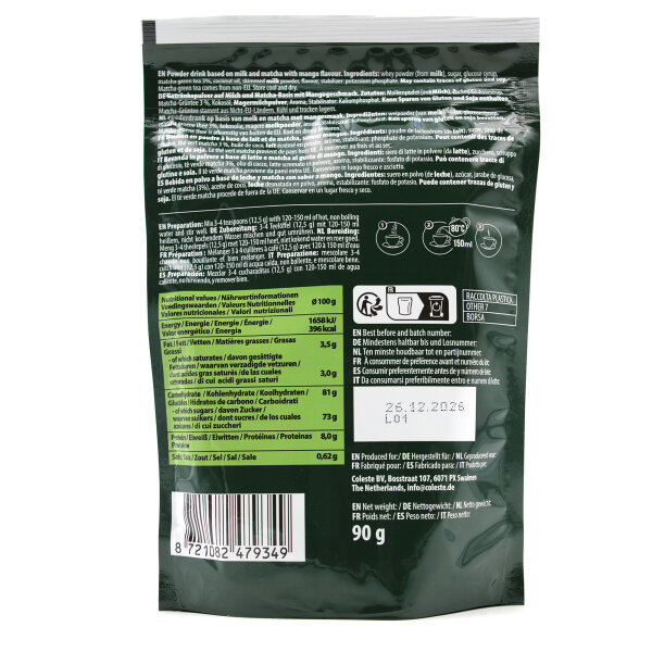 Bardollini Matcha Latte Mango 90 g – Matcha-Getränkepulver mit Mango-Geschmack