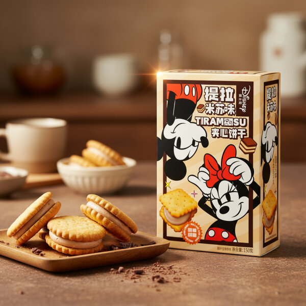 Disney × BinQi Tiramisu Sandwich Biscuits – Keks-Doppelsandwich mit Tiramisu-Creme (150 g)