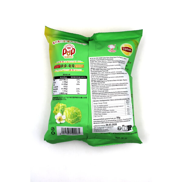 POP CHEER × Lipton – Grape Green Tea Popcorn (50 g) | Asiatisches Trend-Popcorn mit Grüntee & Traube