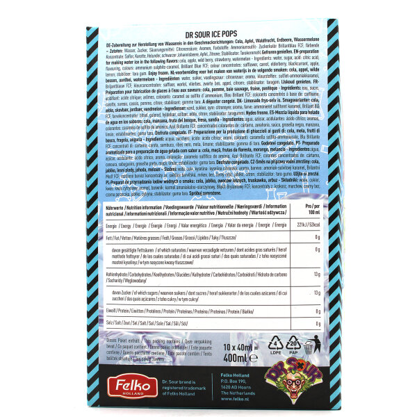 Dr. Sour Ice Pops – Saure Eissticks in 5 Sorten (10x40ml) | Zum Einfrieren