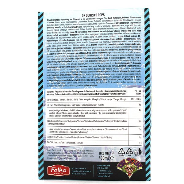 Dr. Sour Ice Pops – Saure Eissticks in 5 Sorten (10x40ml) | Zum Einfrieren