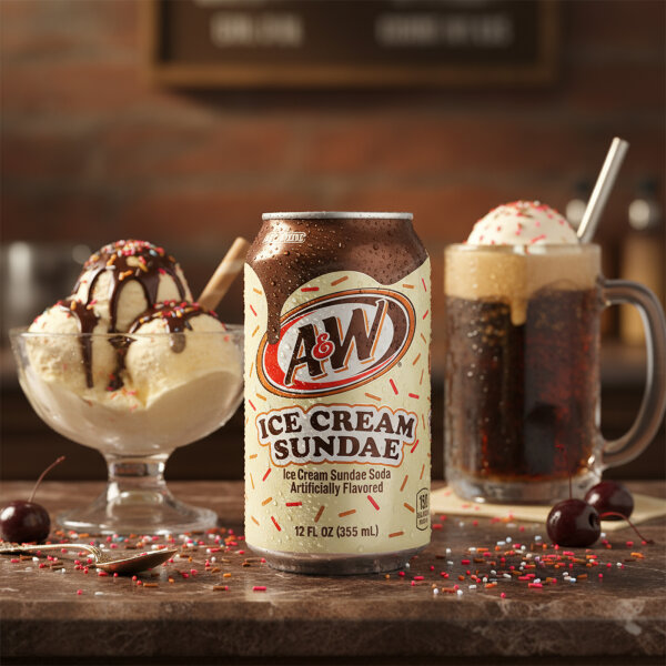 A&W Ice Cream Sundae Soda (355 ml) – Cremige Vanille-Karamell Limonade aus den USA