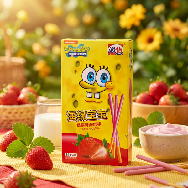 SpongeBob Erdbeer Kekssticks 48g – Junyi