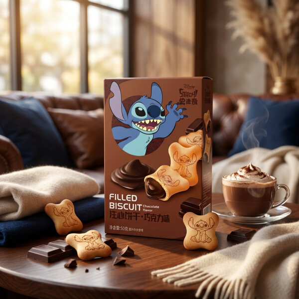 Disney Stitch Filled Biscuit Chocolate Flavor 50g China Import