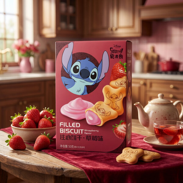 Disney Stitch Gefüllte Kekse Erdbeer Geschmack 50g China