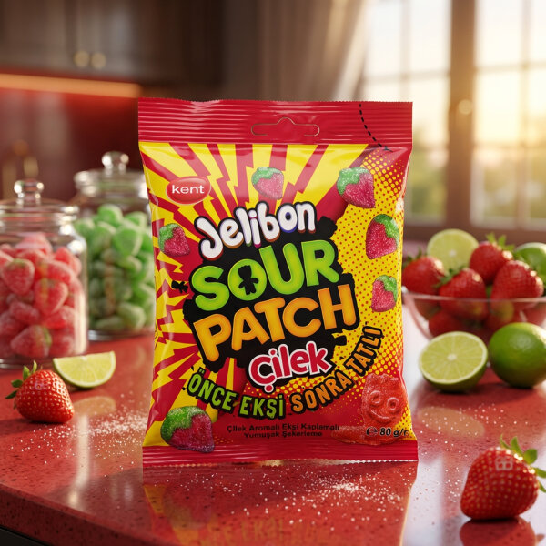 Kent Jelibon Sour Patch Çilek 80g Türkische Süßigkeiten