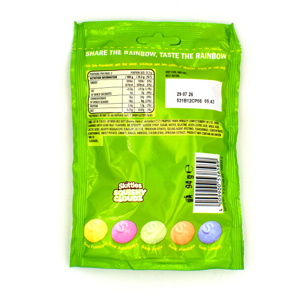 Skittles Squishy Clouds Sour 94 g – weiche Fruchtgummis
