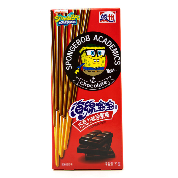 Junyi SpongeBob Dark Chocolate Coated Sticks 21g – Snack-Genuss