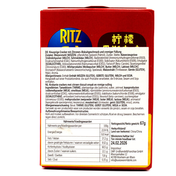 Ritz Ritz Crackers Zitrone 67g China Mondelēz