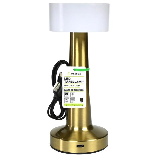 LED Tischlampe wiederaufladbar dimmbar touch Gold display