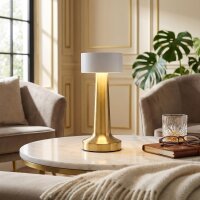 LED Tischlampe wiederaufladbar dimmbar touch Gold display