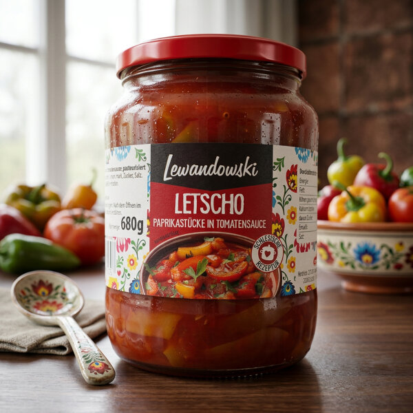 Lewandowski Letscho 680 g – Paprikastücke in Tomatensauce (schlesische Rezeptur)
