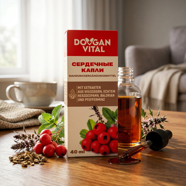 Dovgan Vital Kräutertropfen 40 ml – Weißdorn, Baldrian, Herzgespann & Pfefferminz