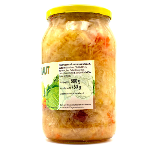 Sauerkraut nach osteuropäischer Art 760 g (Abtropfgewicht)