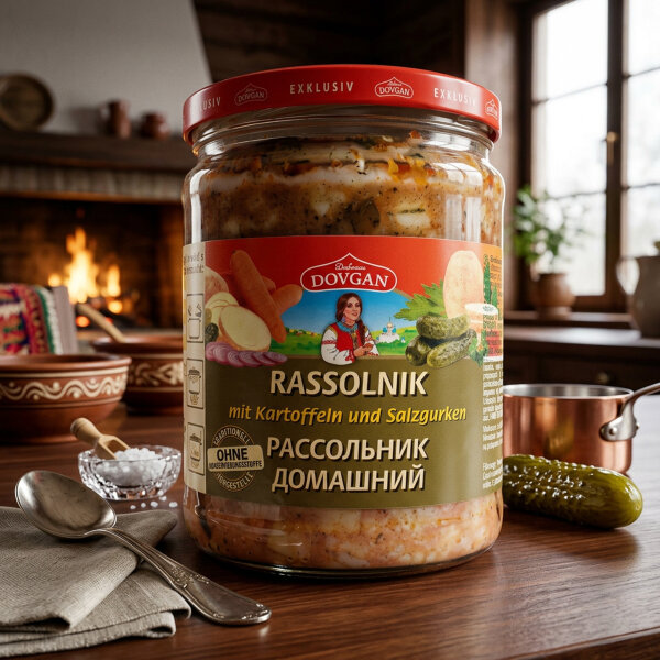 Dovgan Rassolnik 480 g – Suppe mit Kartoffeln und Salzgurken (traditionell)