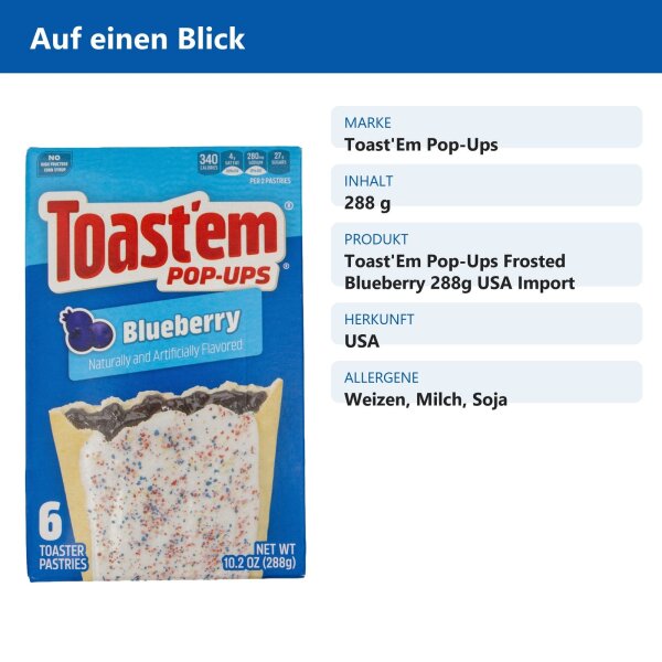 ToastEm Pop-Ups Frosted Blueberry 288g USA Import
