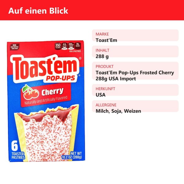 ToastEm Pop-Ups Frosted Cherry 288g USA Import