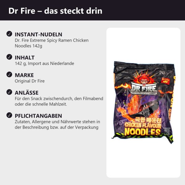 Dr. Fire Extreme Spicy Ramen Chicken Noodles 142g