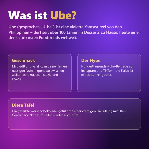 UBE Style Ube Schokolade 95 g – lila Schokolade mit cremiger Ube-Füllung | hashtag SCHMECKT