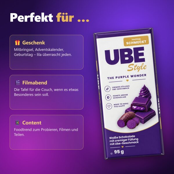 UBE Style Ube Schokolade 95 g – lila Schokolade mit cremiger Ube-Füllung | hashtag SCHMECKT