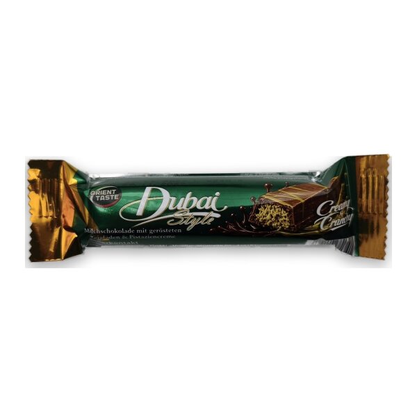 Orient Taste Dubai Style Creamy & Crunchy 35 g – Milchschokoladen-Riegel mit Pistaziencreme & Kadayif