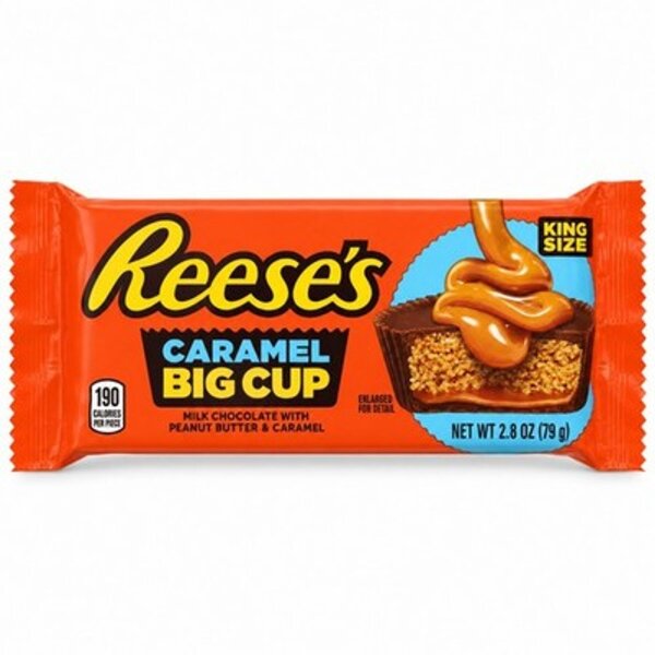 Reeses Caramel Big Cup King Size 79 g – Milchschokolade mit Erdnussbutter & Karamell, USA