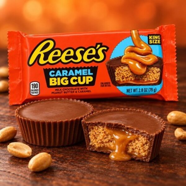 Reeses Caramel Big Cup King Size 79 g – Milchschokolade mit Erdnussbutter & Karamell, USA