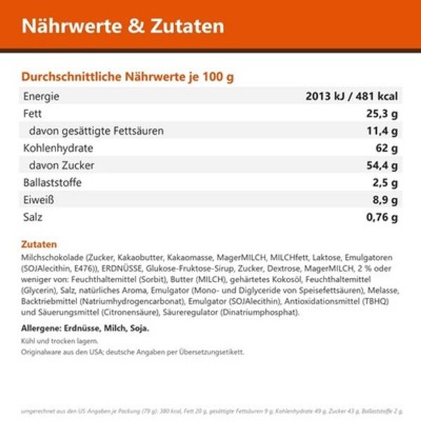 Reeses Caramel Big Cup King Size 79 g – Milchschokolade mit Erdnussbutter & Karamell, USA